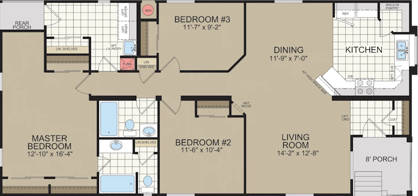 Redman 4563k floor plan cropped home features